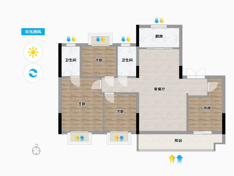 福建省-福州市-平潭世茂璀璨熙湖-92.31-户型库-采光通风