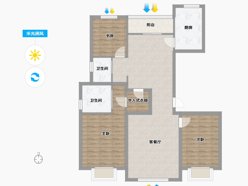 北京-北京市-和成璟园-97.57-户型库-采光通风