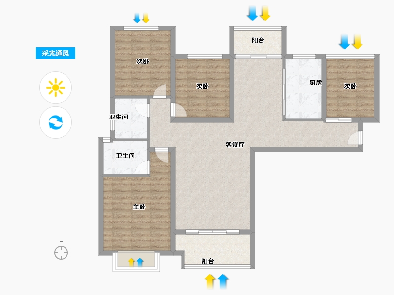 福建省-厦门市-龙湖嘉誉-101.99-户型库-采光通风