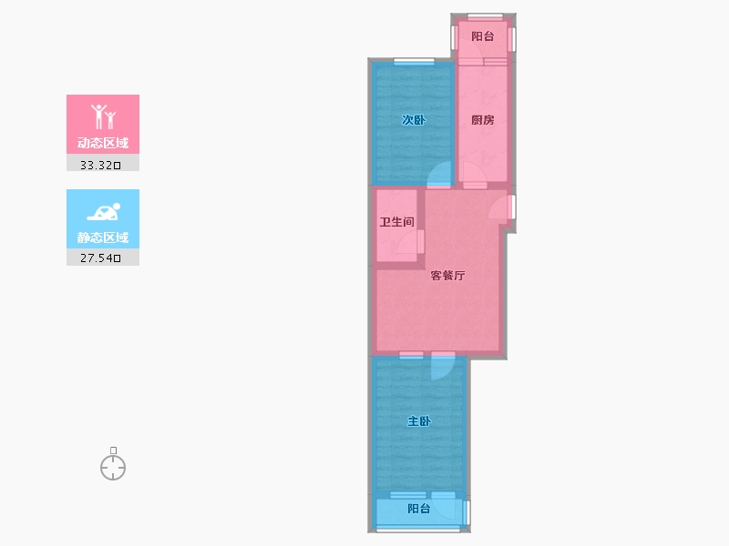 北京-北京市-大柳树路13号院3号楼-2单元-53.24-户型库-动静分区