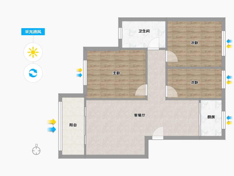 福建省-厦门市-沧一小区-73.00-户型库-采光通风