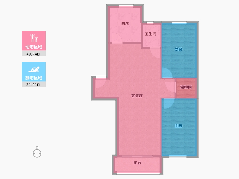 陕西省-咸阳市-秦宝小区东区-65.01-户型库-动静分区