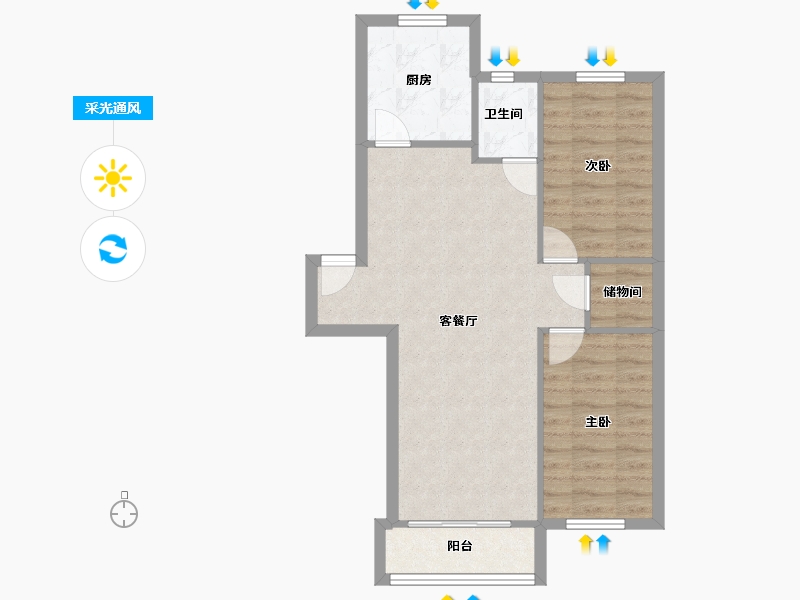 陕西省-咸阳市-秦宝小区东区-65.01-户型库-采光通风