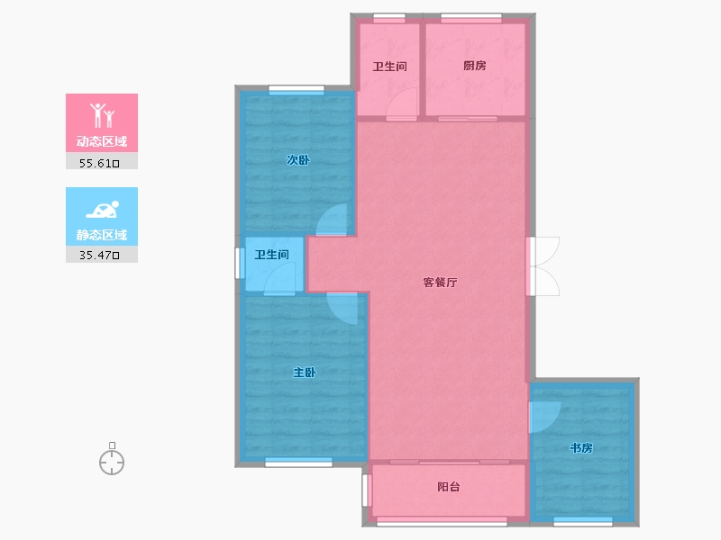 辽宁省-大连市-城市荣域-89.00-户型库-动静分区