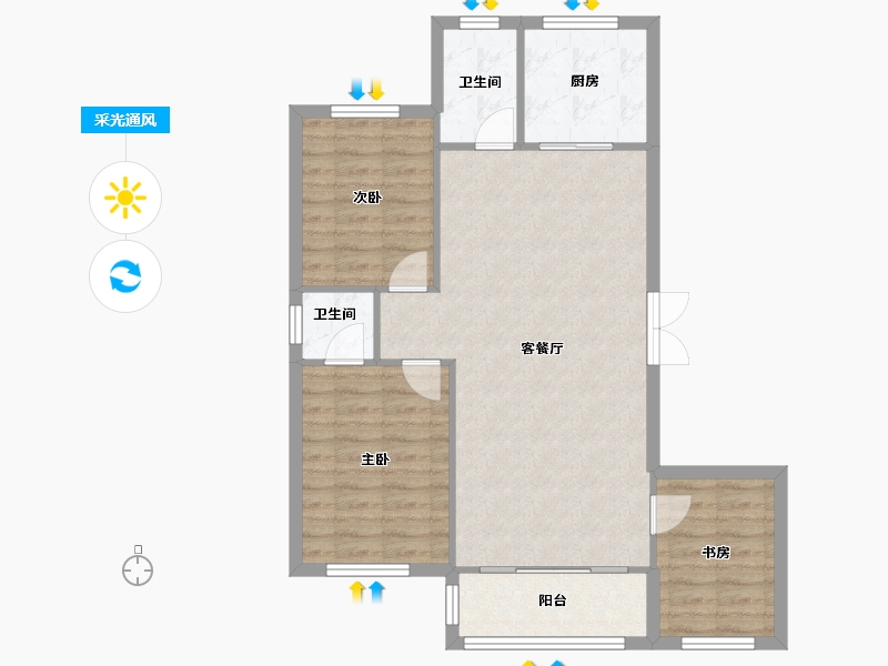 辽宁省-大连市-城市荣域-89.00-户型库-采光通风