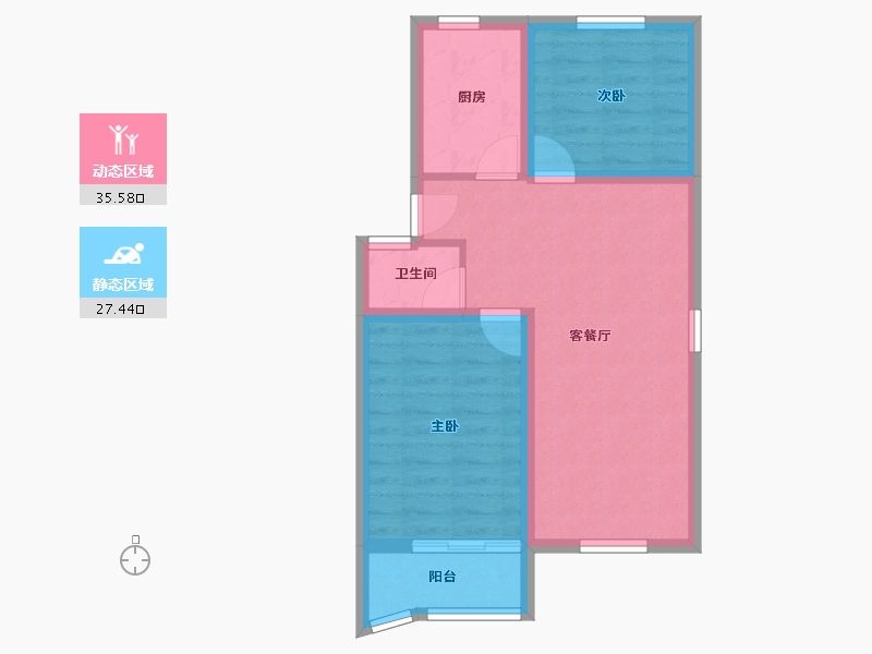 福建省-厦门市-金鸡亭花园小区-55.78-户型库-动静分区