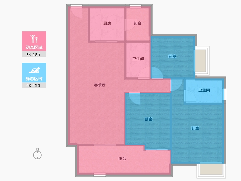 广东省-佛山市-中海金沙湾-90.89-户型库-动静分区