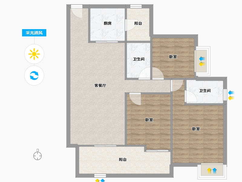 广东省-佛山市-中海金沙湾-90.89-户型库-采光通风