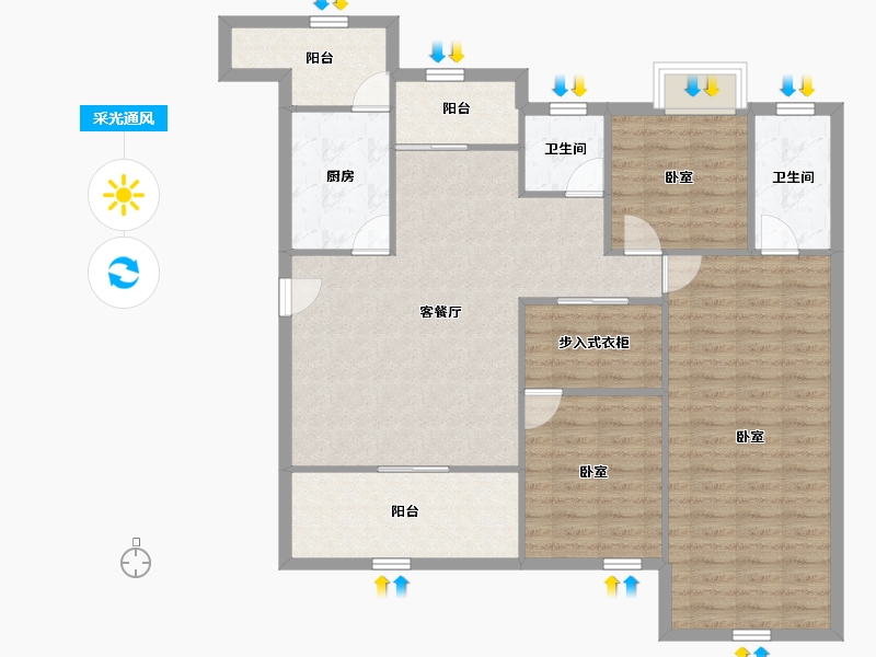 重庆-重庆市-中昂新天地-112.36-户型库-采光通风