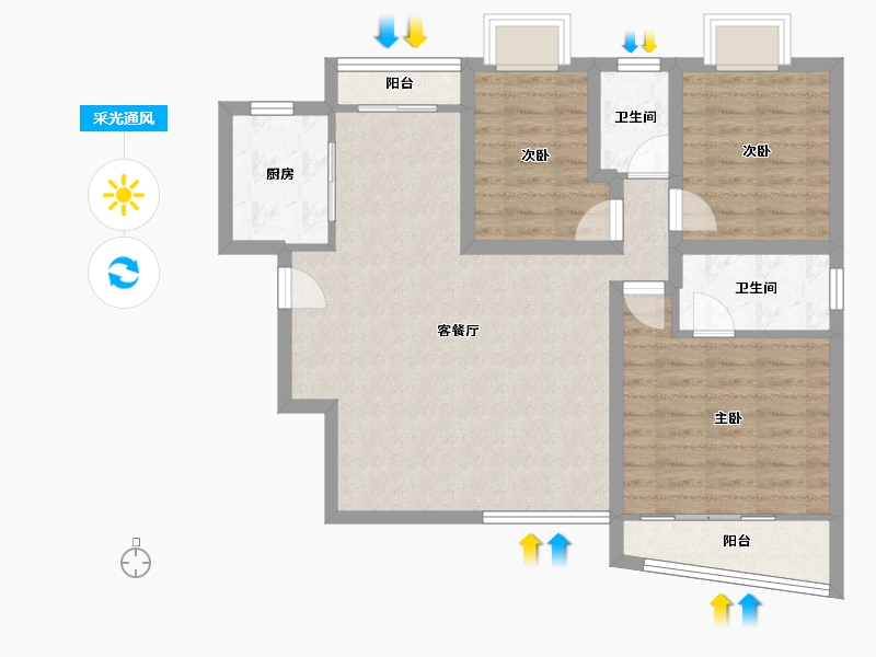 福建省-厦门市-嘉盛花园-84.50-户型库-采光通风