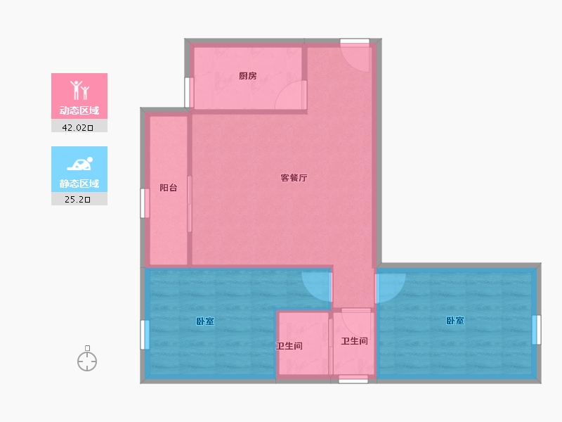 北京-北京市-垡头翠成馨园-60.71-户型库-动静分区