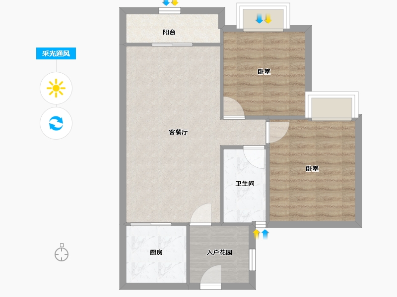 广东省-佛山市-云山峰境花园-63.99-户型库-采光通风