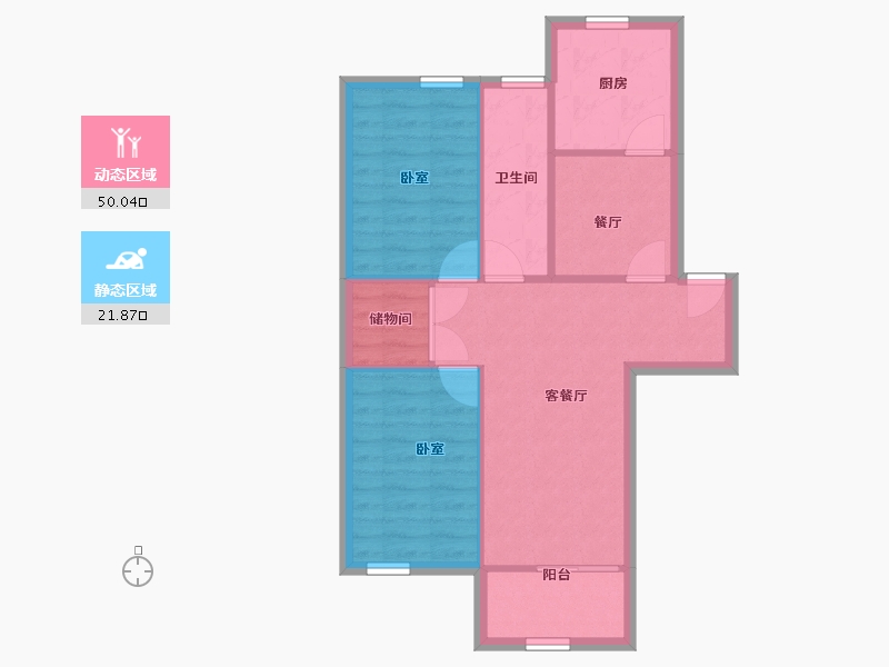 陕西省-咸阳市-秦宝小区东区-64.86-户型库-动静分区