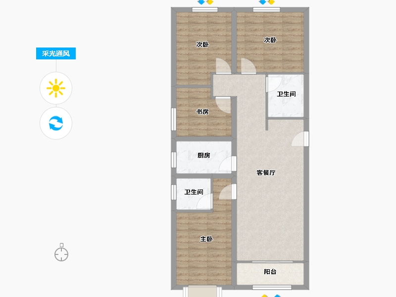 山西省-长治市-晋水苑-100.00-户型库-采光通风