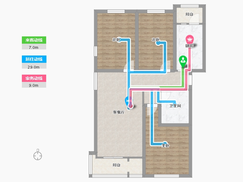 北京-北京市-龙禧苑二区-86.48-户型库-动静线