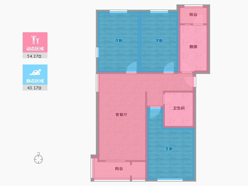 北京-北京市-龙禧苑二区-86.48-户型库-动静分区