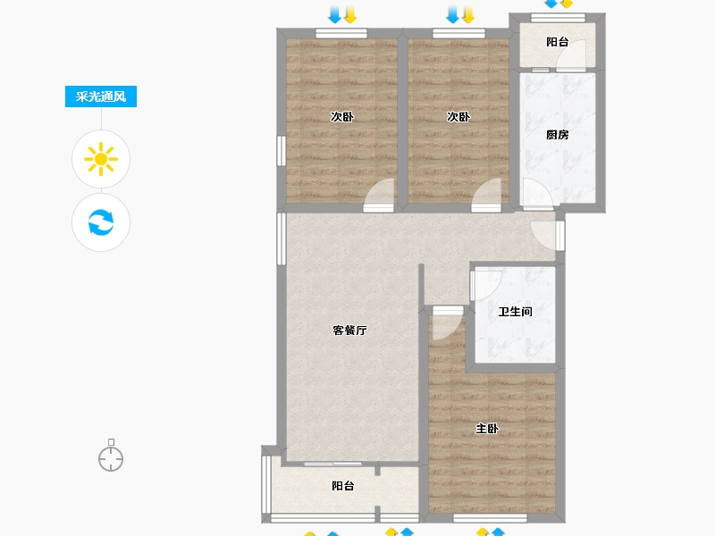 北京-北京市-龙禧苑二区-86.48-户型库-采光通风