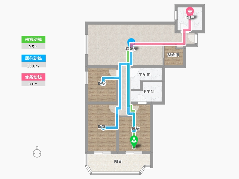 北京-北京市-健翔园-88.60-户型库-动静线