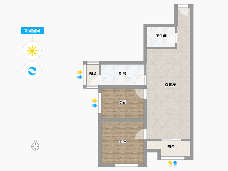北京-北京市-垡头翠成馨园-57.88-户型库-采光通风