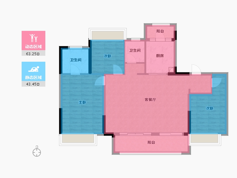 贵州省-遵义市-美的悦江府-95.93-户型库-动静分区