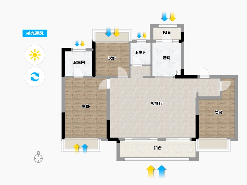 贵州省-遵义市-美的悦江府-95.93-户型库-采光通风