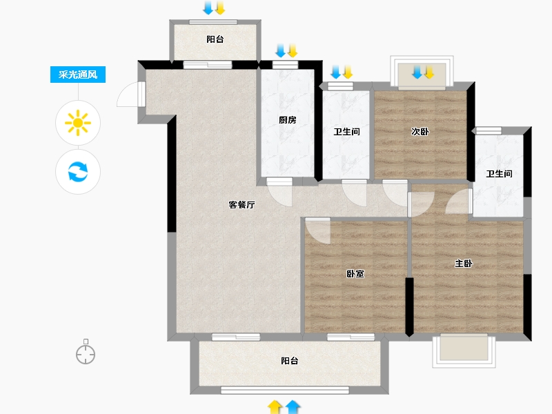 福建省-福州市-恒宇国际观澜-93.00-户型库-采光通风