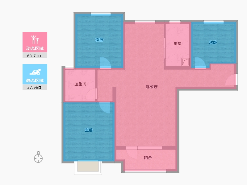 河北省-衡水市-桃城壹号-90.40-户型库-动静分区