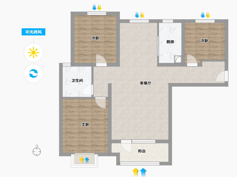 河北省-衡水市-桃城壹号-90.40-户型库-采光通风