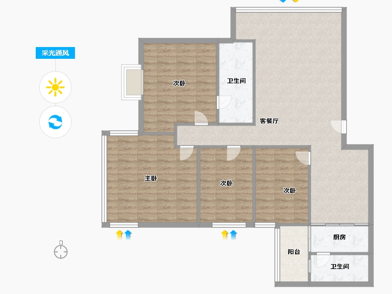 广东省-佛山市-碧翠豪城-114.00-户型库-采光通风