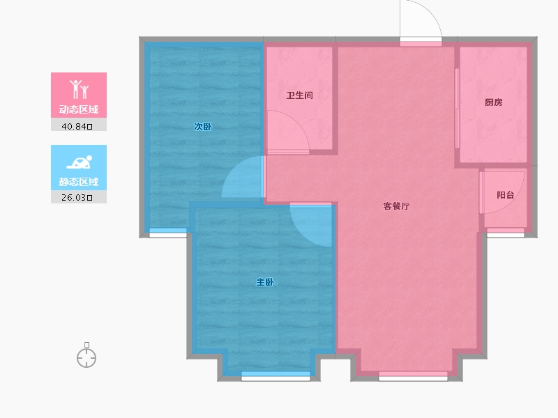 内蒙古自治区-包头市-慧谷桃园居北苑-61.00-户型库-动静分区