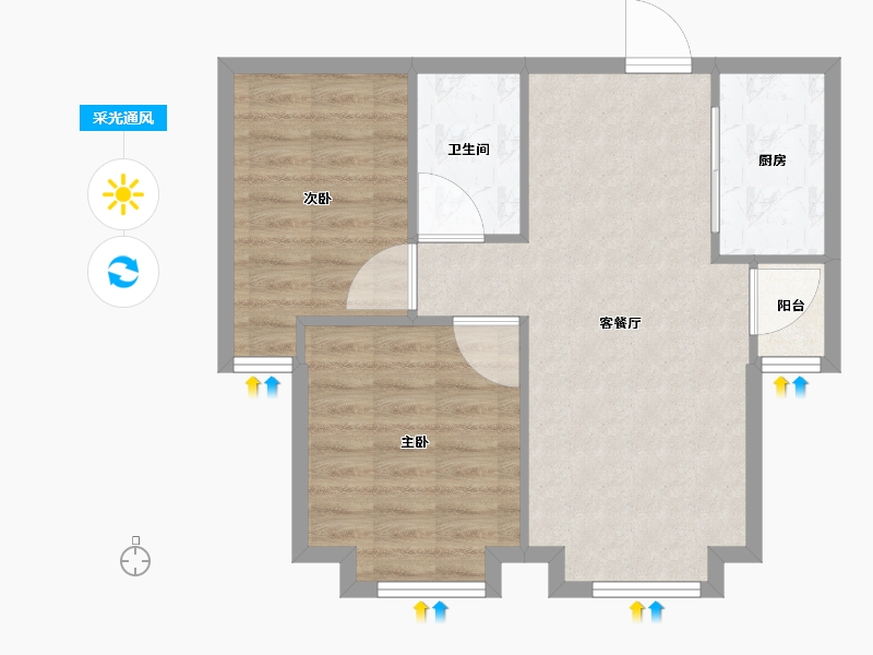 内蒙古自治区-包头市-慧谷桃园居北苑-61.00-户型库-采光通风