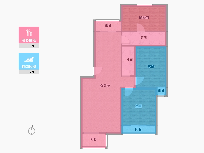 北京-北京市-垡头翠成馨园-81.63-户型库-动静分区