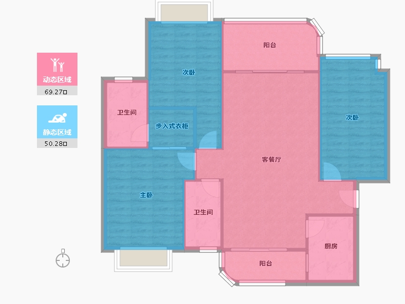 江苏省-南京市-南京恒大绿洲-南区-105.79-户型库-动静分区