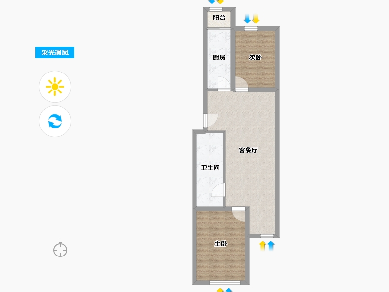 北京-北京市-龙锦苑东四区-59.04-户型库-采光通风