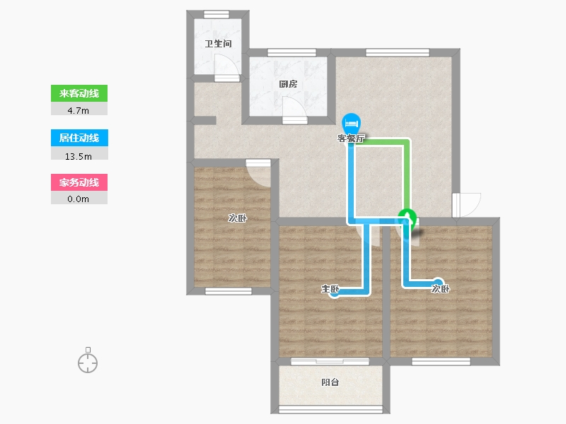 江苏省-苏州市-泾园二村-北区-76.31-户型库-动静线