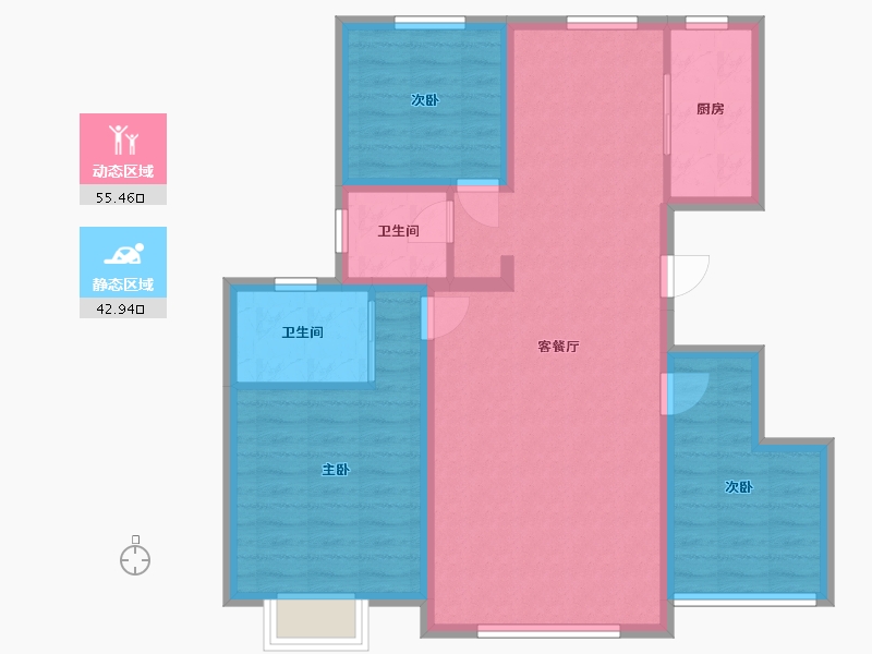 新疆维吾尔自治区-和田地区-华清学府B区-94.40-户型库-动静分区