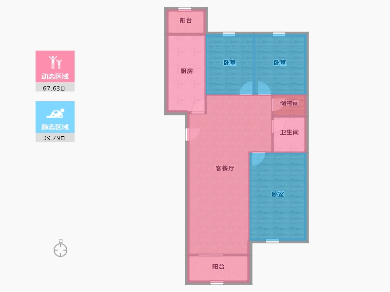 北京-北京市-龙禧苑二区-98.41-户型库-动静分区