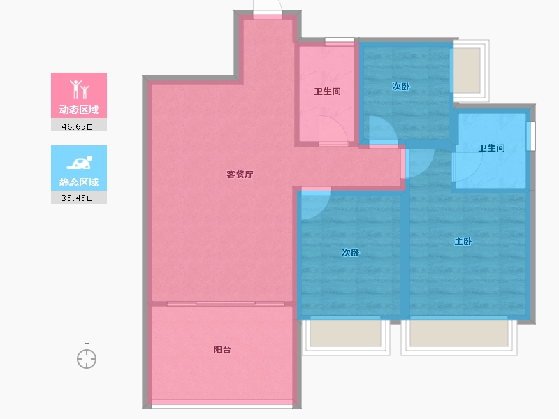 广东省-佛山市-云山峰境花园-73.16-户型库-动静分区