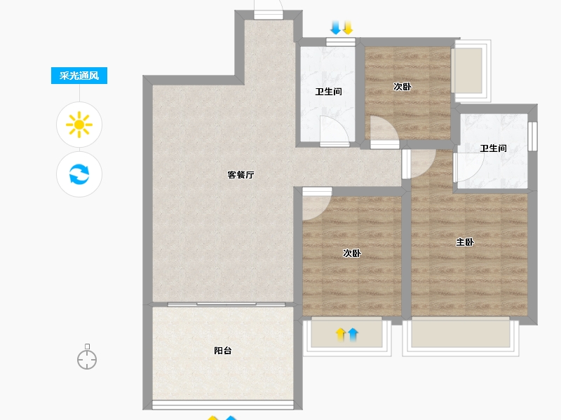 广东省-佛山市-云山峰境花园-73.16-户型库-采光通风