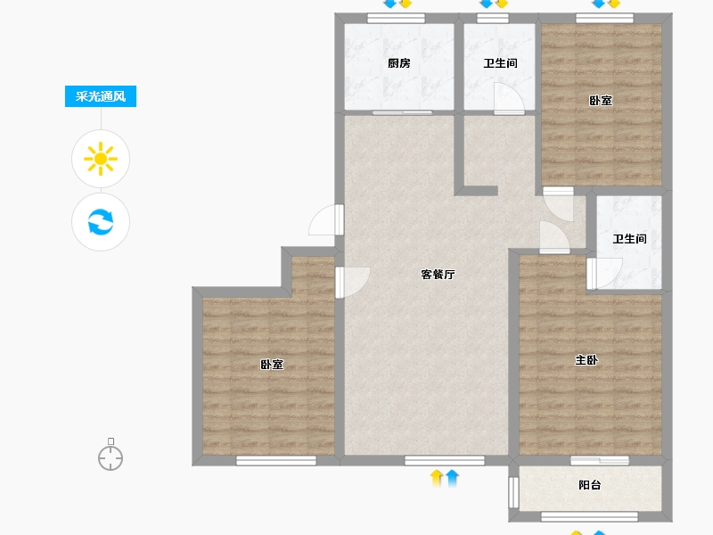 山东省-烟台市-涵泉世家-104.00-户型库-采光通风