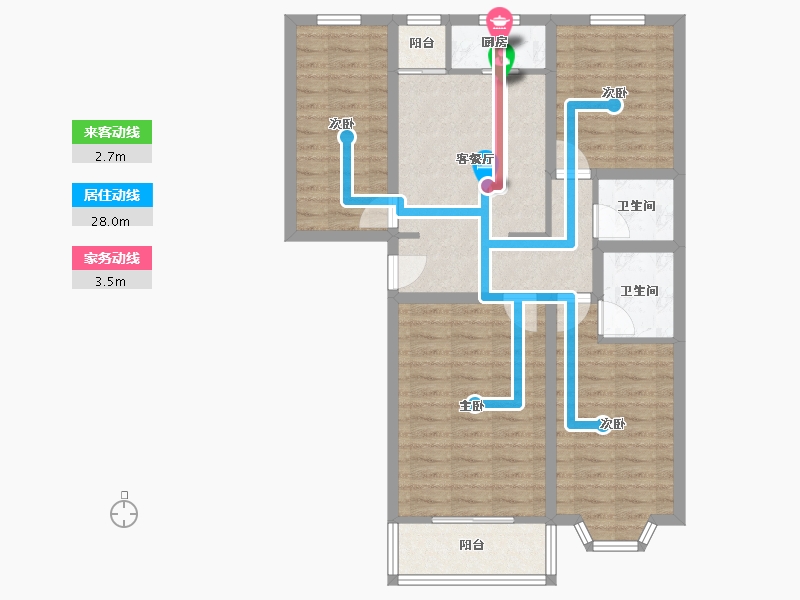 北京-北京市-碧波园-85.37-户型库-动静线