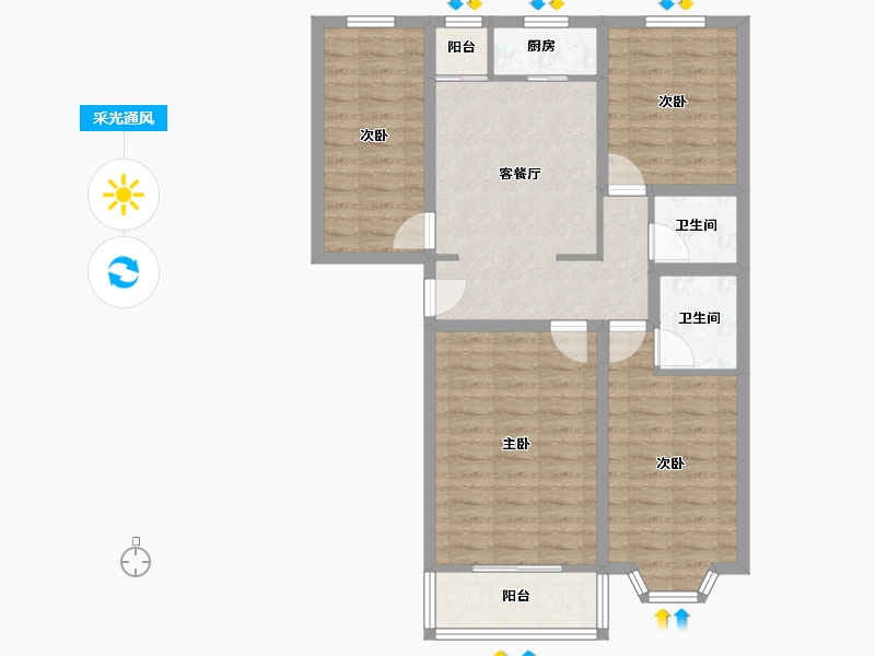 北京-北京市-碧波园-85.37-户型库-采光通风