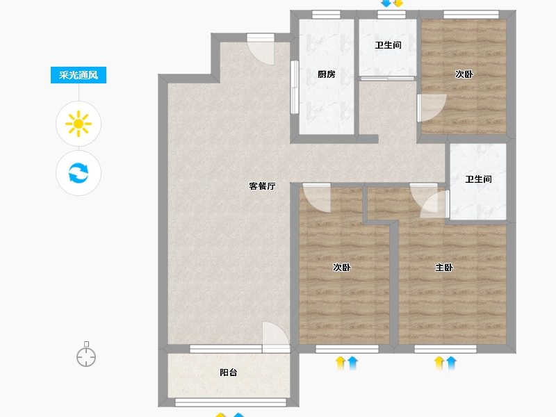 辽宁省-沈阳市-静安府-92.84-户型库-采光通风