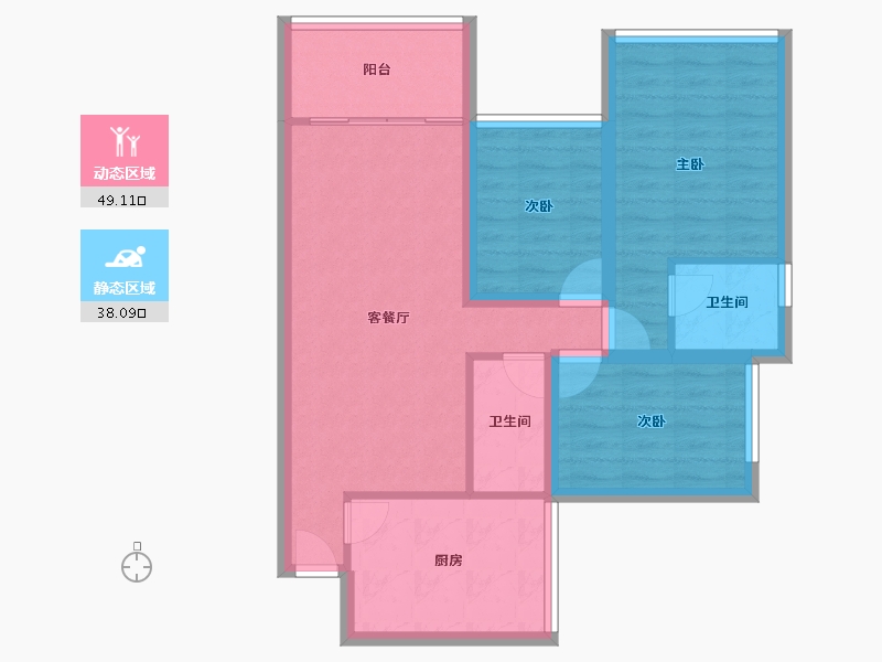 重庆-重庆市-雅居乐国际花园-77.58-户型库-动静分区