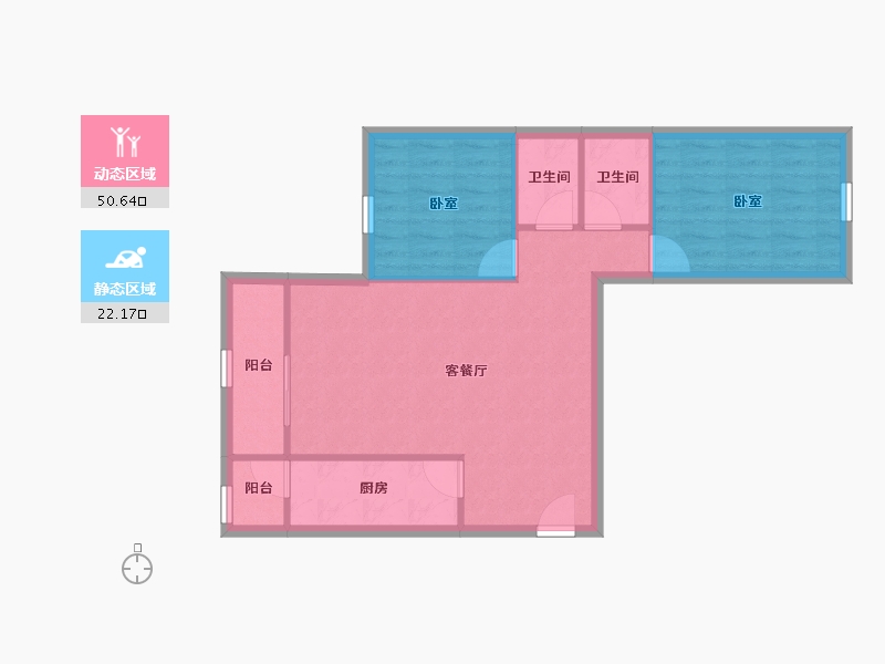 北京-北京市-垡头翠成馨园-65.71-户型库-动静分区