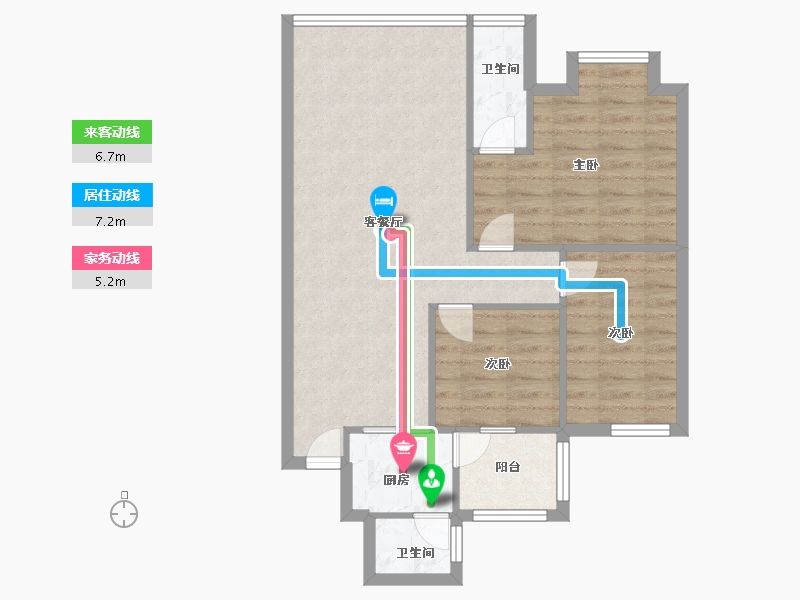 广东省-佛山市-碧翠豪城-72.00-户型库-动静线