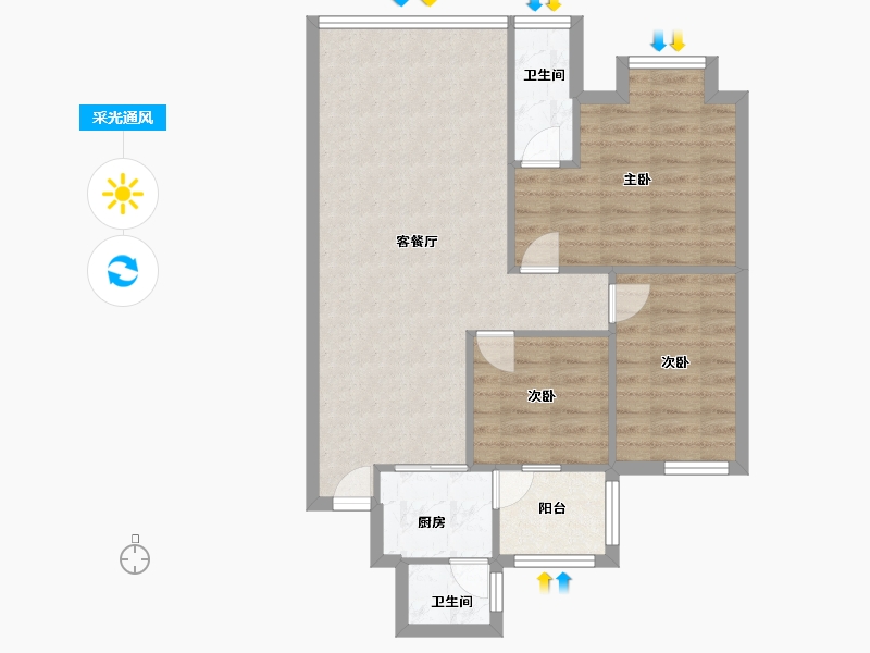 广东省-佛山市-碧翠豪城-72.00-户型库-采光通风