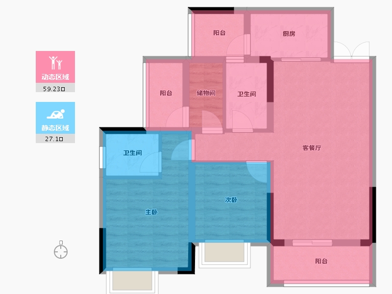 重庆-重庆市-中昂新天地-76.04-户型库-动静分区