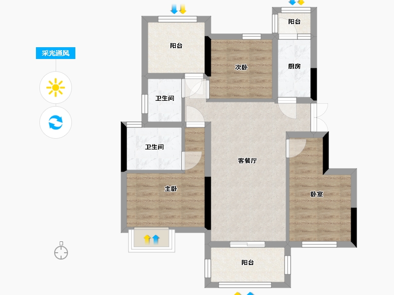 重庆-重庆市-金茂悦-71.69-户型库-采光通风