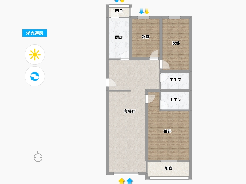 北京-北京市-龙禧苑二区-99.15-户型库-采光通风